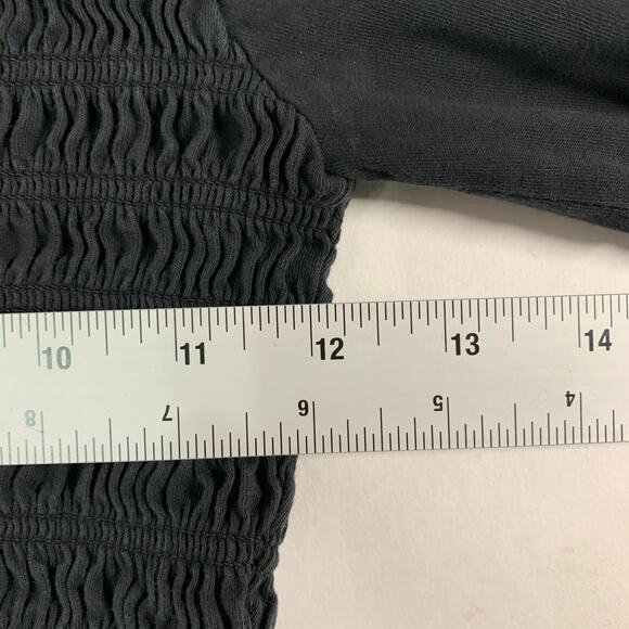 Veronica Beard XS Langston Smocked Top Black Puff Sleeve Whimsygoth *flaw - Picture 8 of 9